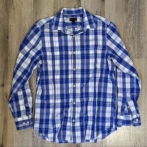 Banana Republic Blue and White Checkered Men's Shirt